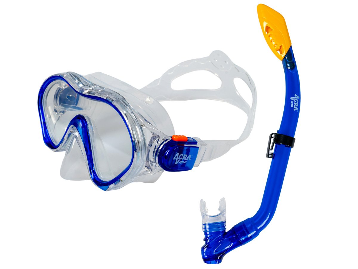 Snorkelling set 2 in 1, CHILD, BLUE, includes mask and snorkel