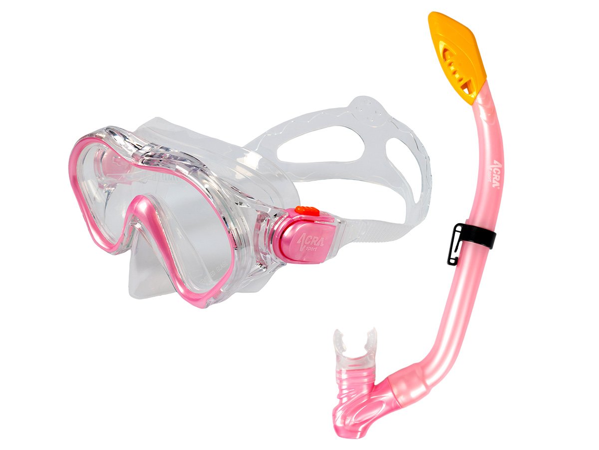 Snorkelling set 2 in 1, CHILD, PINK, includes mask and snorkel
