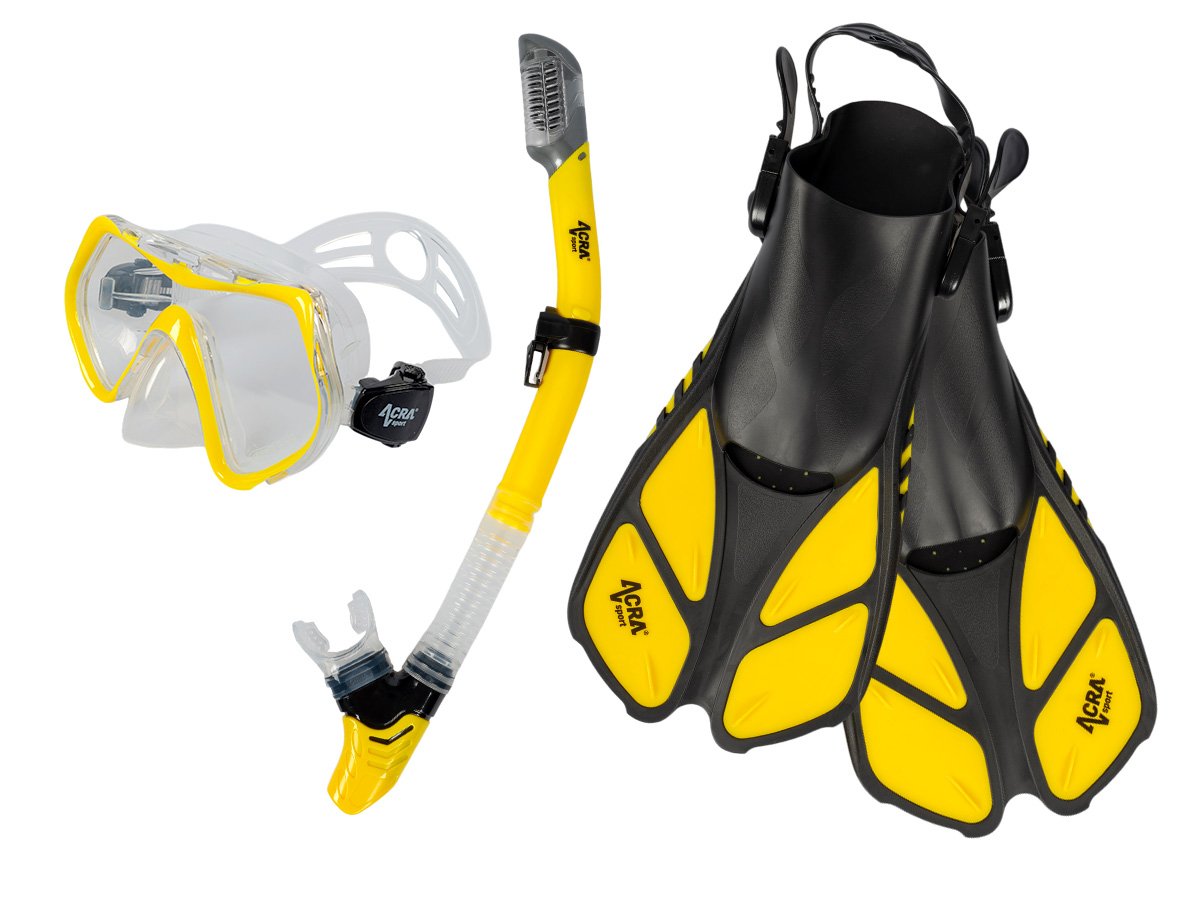 Snorkelling set 3 in 1, BLUE, L/XL, fins 42-47
