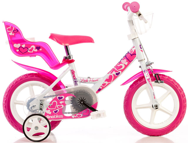 Kinderfahrrad Dino Bikes weiß und rosa 12"