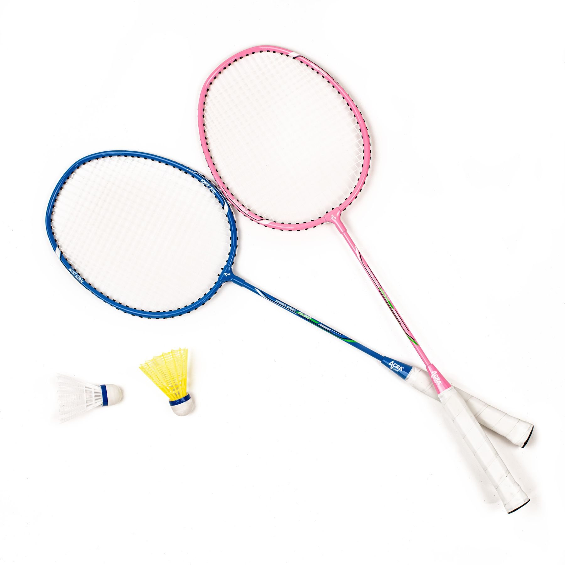 Acra badminton set 2 Alu rackets and 2 balls