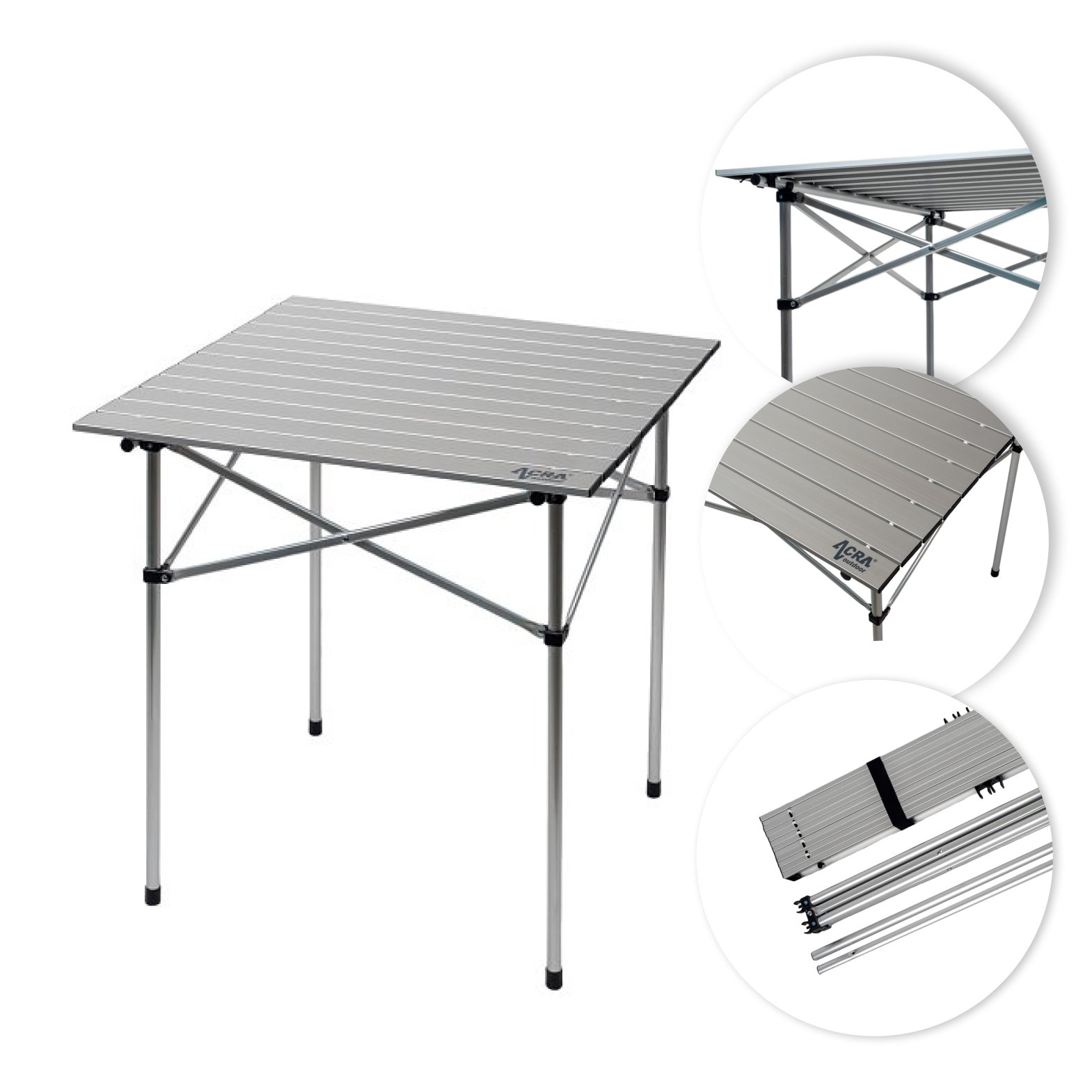 Acra camping folding table C3S - aluminium 70x70x70cm