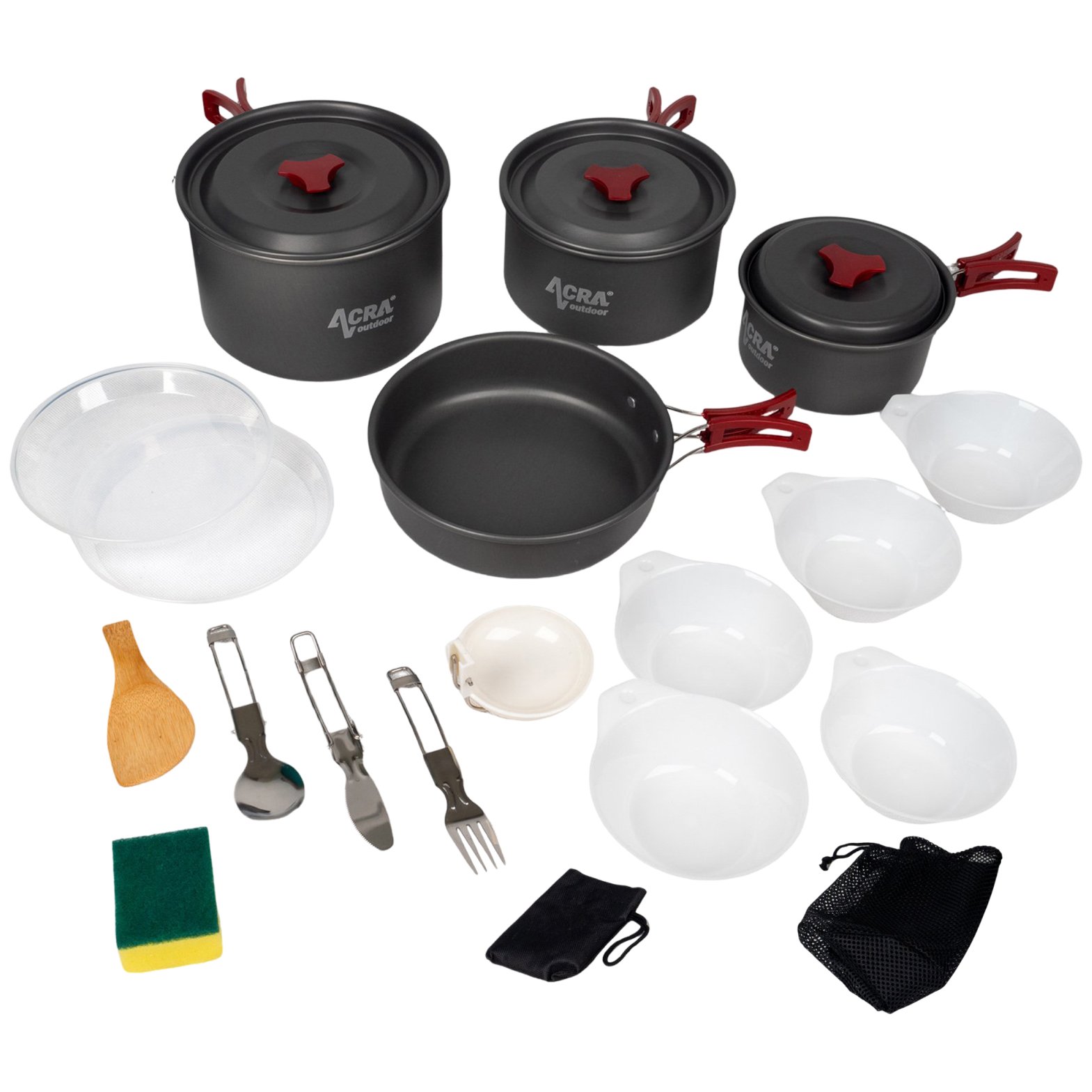 Acra C22 camping cookware set alluminium for 3-4 persons