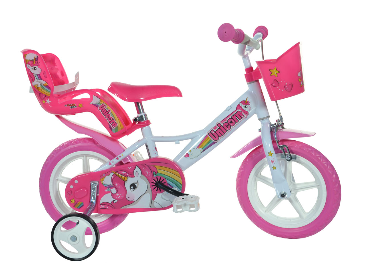 Children's bike Dino 124GLN white+pink print 12" 2022
