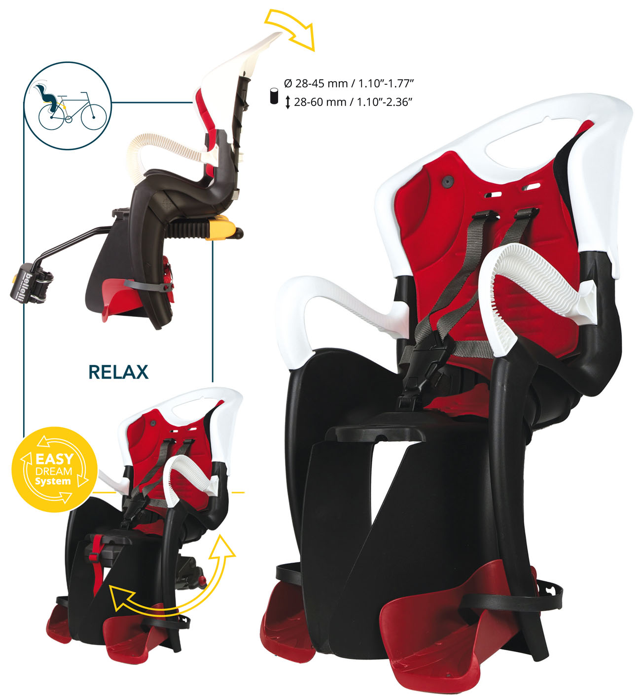 Bellelli - TIGER relax Sitz mit B-FIX Klemmung rot