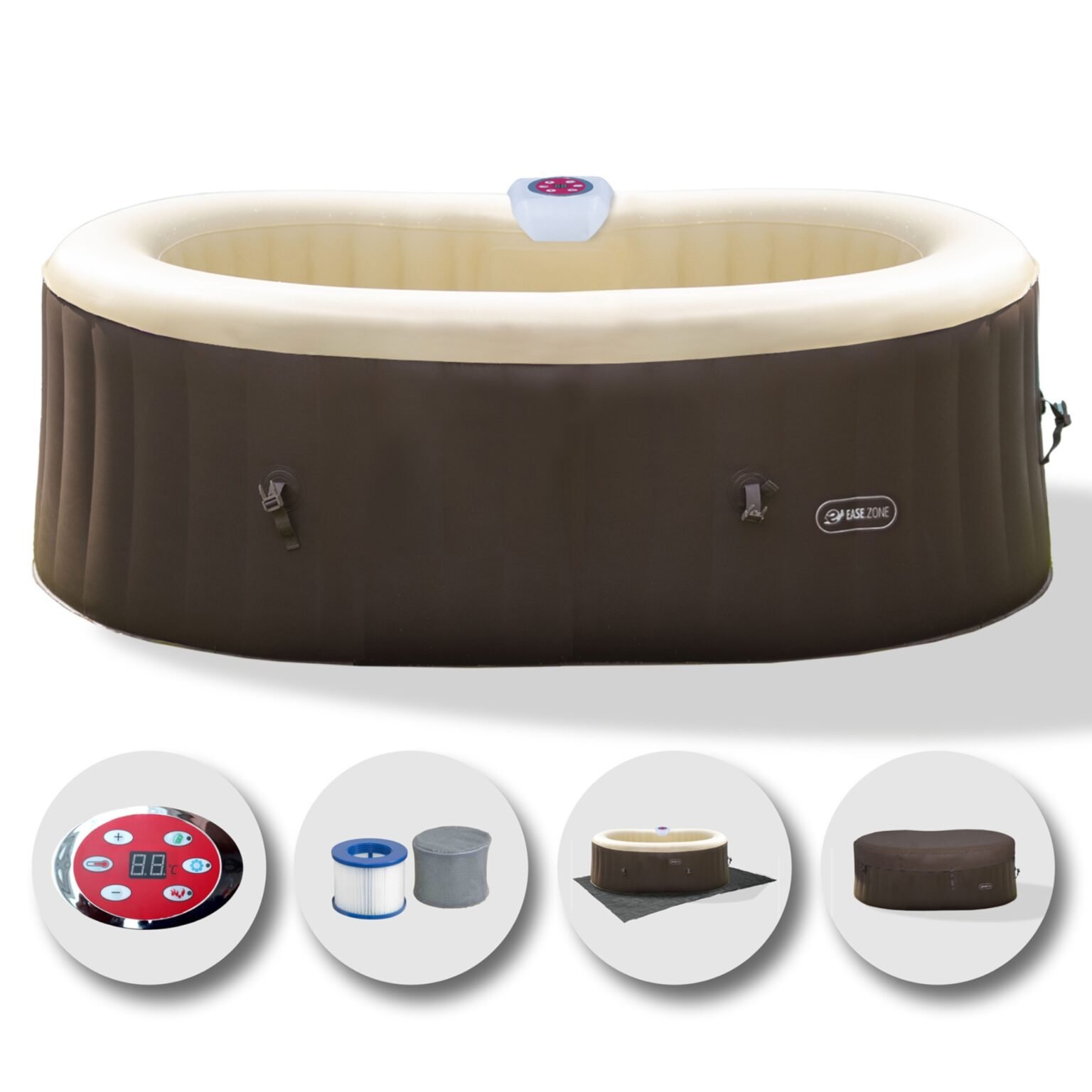 Hot tub EASE.ZONE oval 2 seater self-inflating hot tub