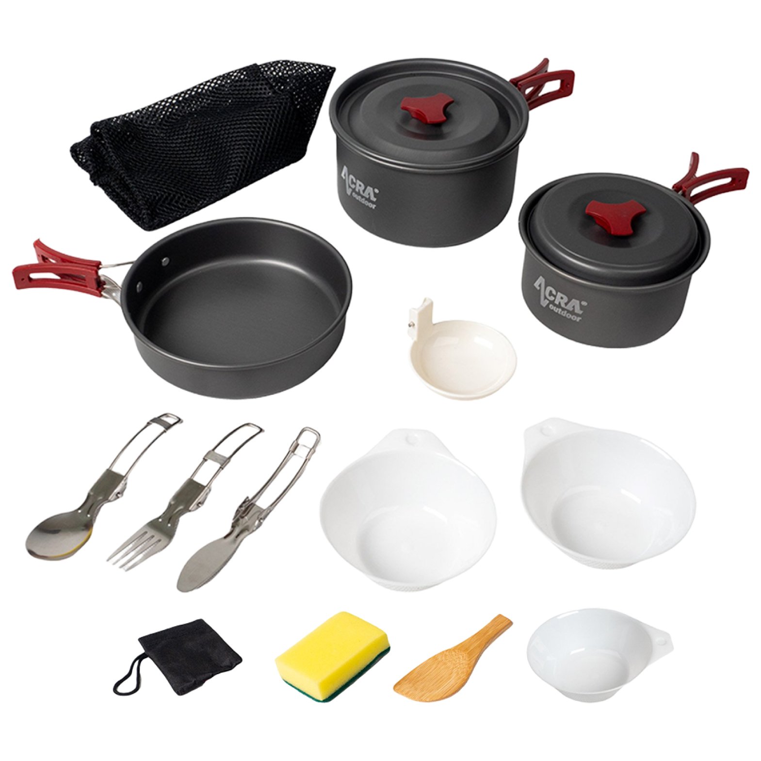 Acra C21 camping cookware set alluminium for 2-3 persons