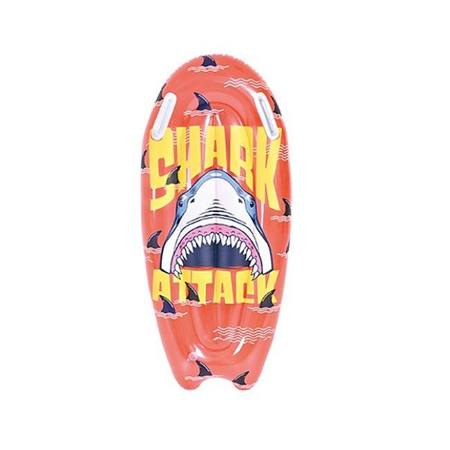 SUN CLUB Surfboard, shark motif, red