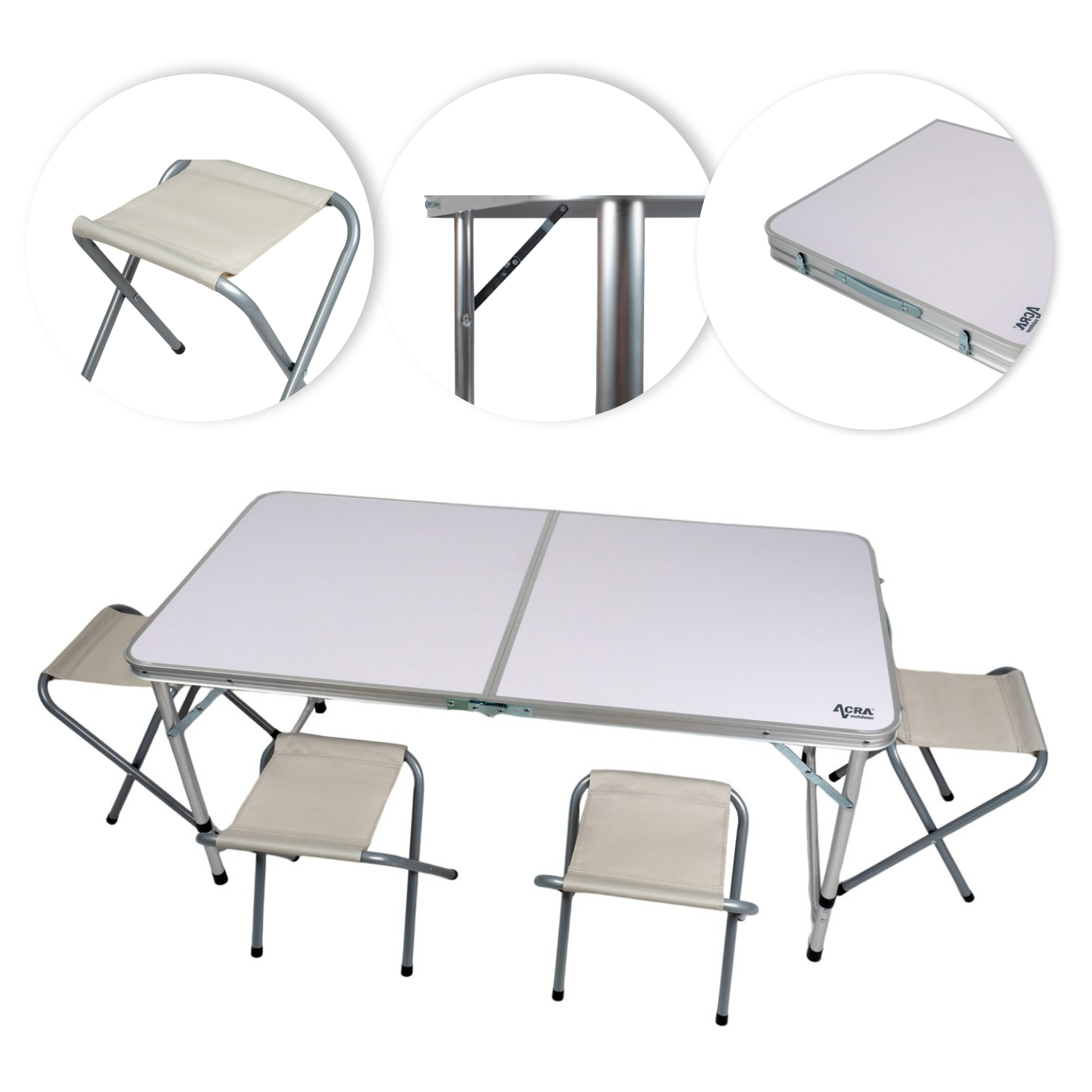 Acra camping table and 4 chairs set C3L