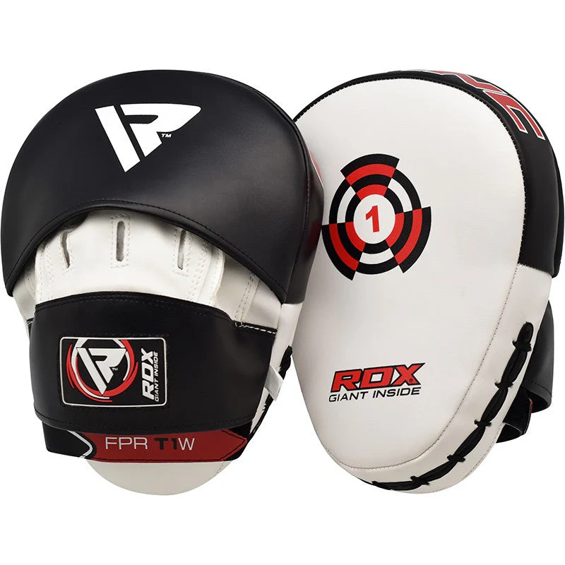 RDX Curved boxing pads T1 schwarz und weiß