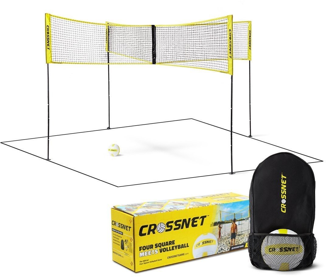 Crossnet set - 4 corner nets, poles, volleyball