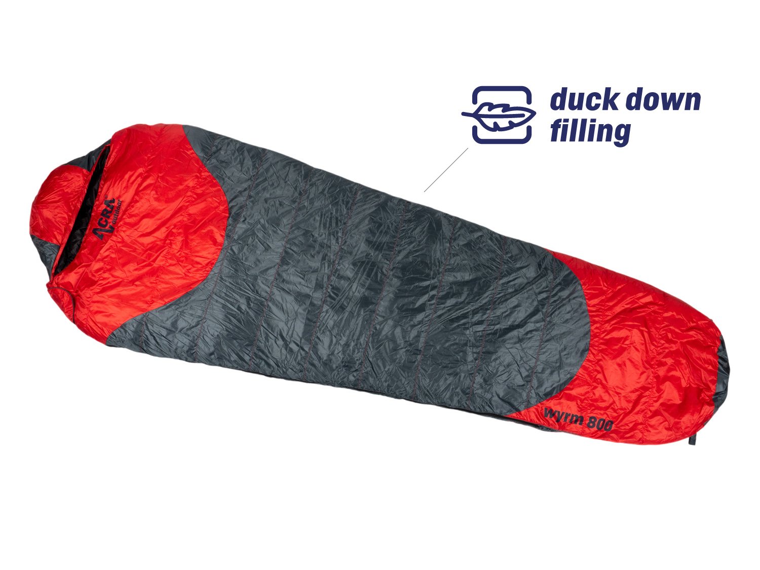 Acra down sleeping bag Wyrm 800 - 225 cm, duck feathers